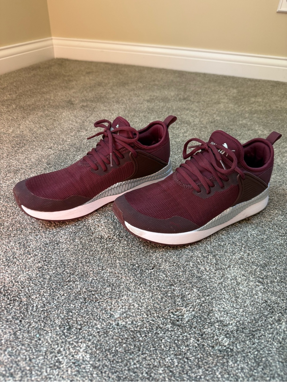 Puma Pacer Next Cage Womens Size 8.5 Burgundy Gray Athletic Running Sneakers